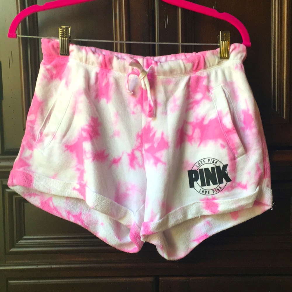 Pink xs pink/white boyfriend shorts.